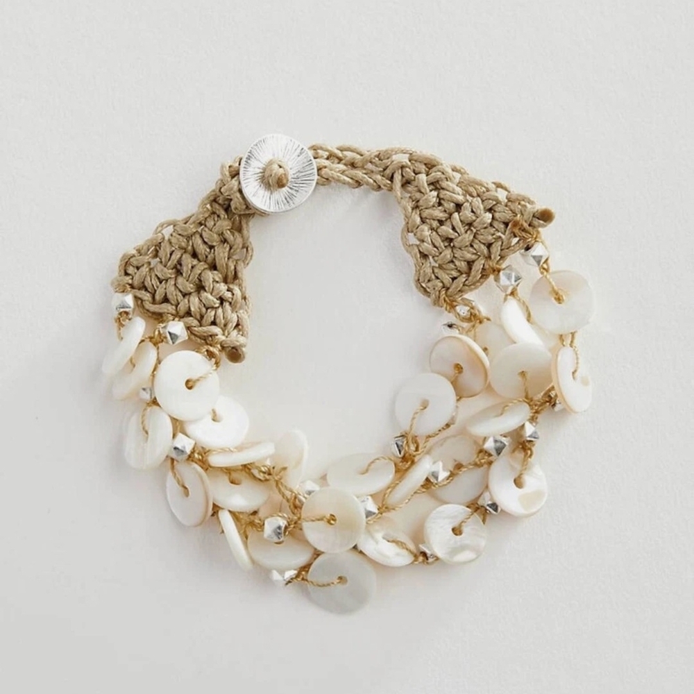 NWT J. Jill Sand & Sea Layered Shell and Bead Bracelet